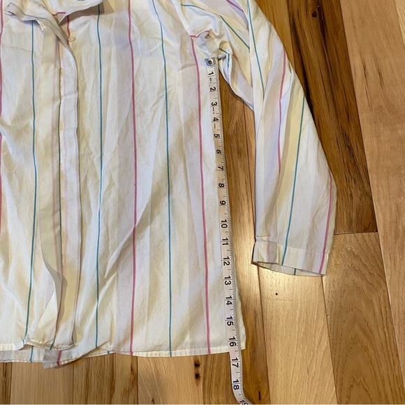 Vintage Alexander Julian White with Pink and Blue Stripes Button Down Blouse - Picture 9 of 9